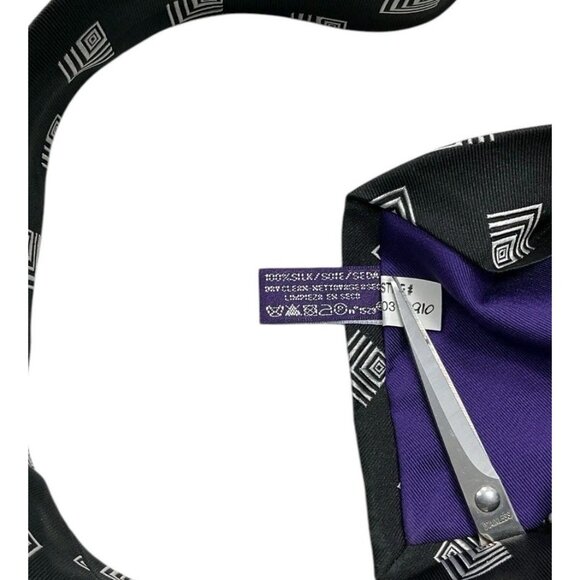 RALPH LAUREN PURPLE LABEL 7Fold Men's Silk Tie LUXURY Black Geometric W:3.5" EUC - Picture 4 of 6